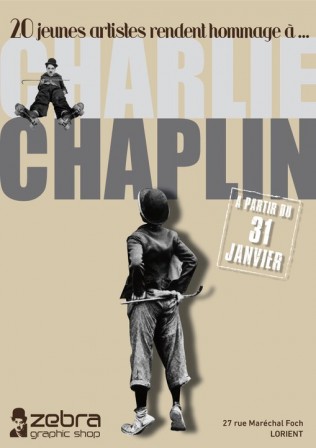 Hommage à Chaplin au Zebra Graphic Shop, janv. 2011 Hommage à Chaplin au Zebra Graphic Shop